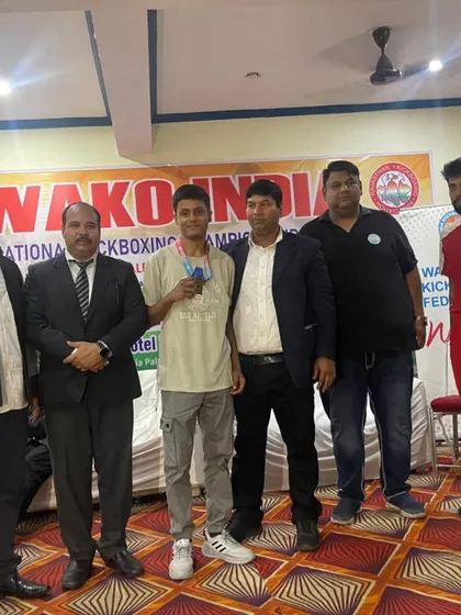 With one of my athletes and officials at the National Kickboxing Championship. Proud to represent Delhi.