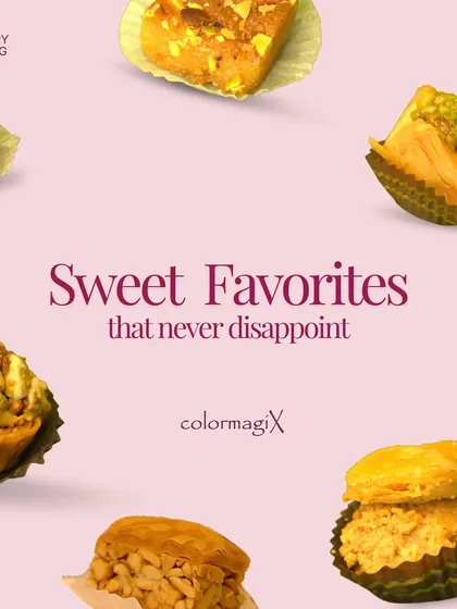 A collage of our sweet favorites that never disappoint. This graphic highlights the variety of our baklava and other nut-based pastries, which are a rich and delightful treat.
