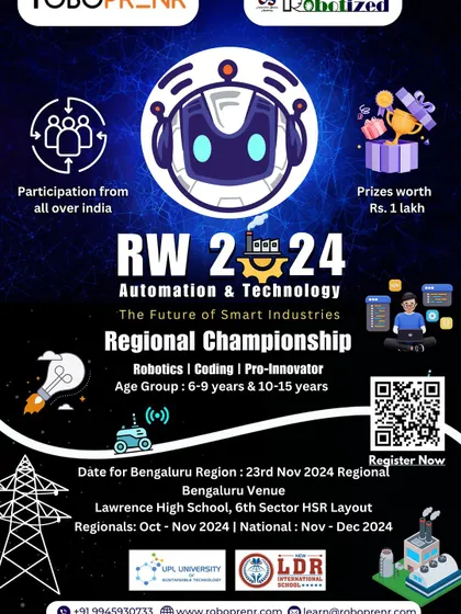 The official poster for our RW 2024 Regional Championship. We host these events to provide a platform for students from all over India to compete, innovate, and win prizes.