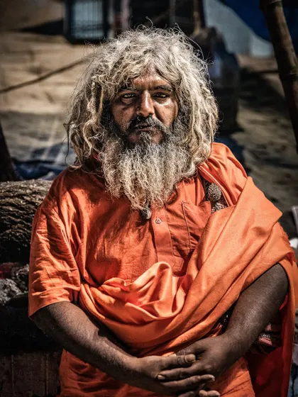 This is one of my favorite portraits from the Maha Kumbh. To capture authentic moments, I believe you have to get close and build a connection, even if it's brief. The intensity in his eyes tells a story that words cannot.