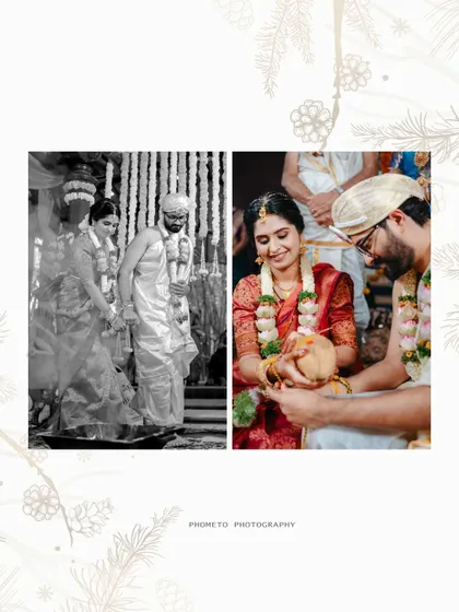 A beautiful black and white and color collage of wedding rituals, showcasing our artistic approach.