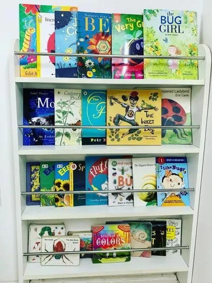 Our bookshelf is curated with beautiful and engaging stories to kick off our new theme on Insects & Bugs. Books are our gateway to new worlds, sparking curiosity and building a rich vocabulary around topics the children are exploring.