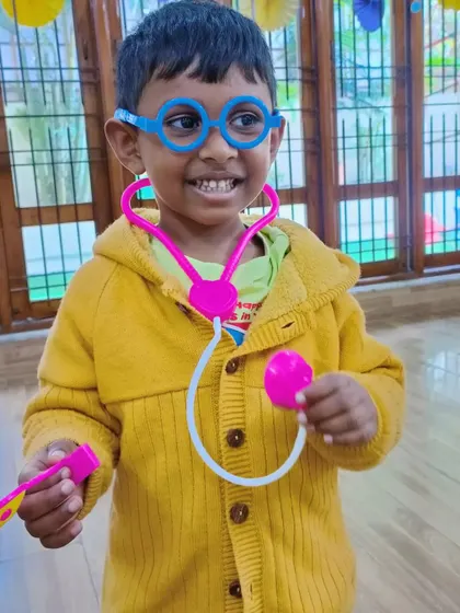 This happy little doctor is ready to make everyone feel better.