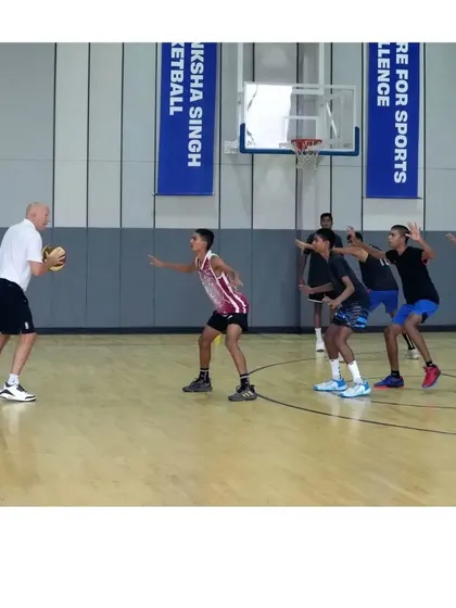Our players learning defensive stances and principles from Coach Phil Galvin.