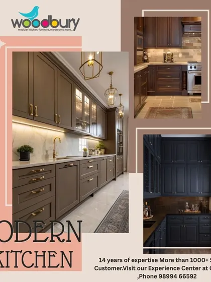 These modern kitchen concepts showcase darker color palettes, using shades of brown and black for a sophisticated and cozy feel.