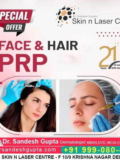 A special offer on Face & Hair PRP. This treatment uses your own blood's growth factors to rejuvenate your skin and stimulate hair growth, and I have been providing it with excellence for over 21 years.
