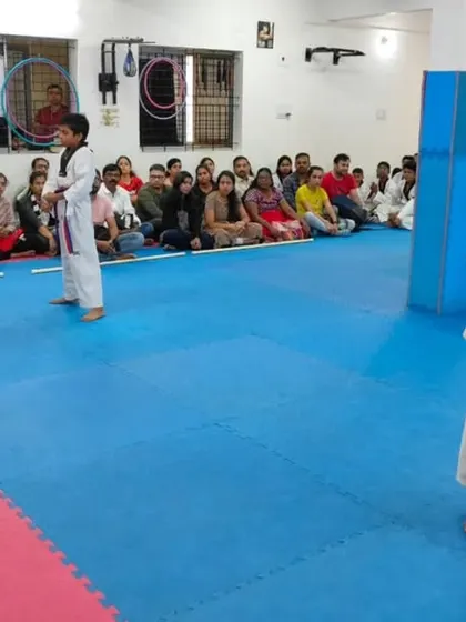 A student stands ready during his belt exam.