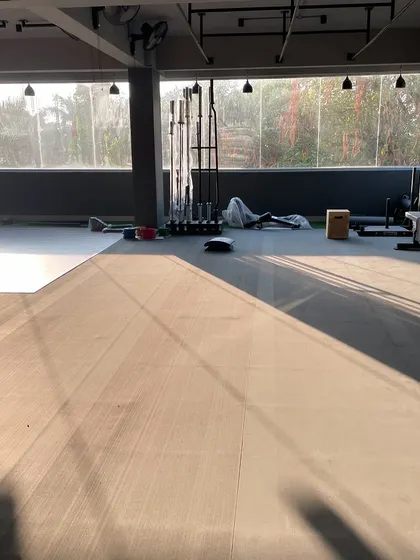 The calm before the storm. The empty studio space, filled with morning light, waiting for our community to bring it to life.