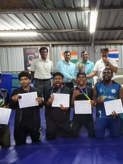 The result of dedication. Our fighters celebrating their gold medals and certificates after the Bengaluru University Inter-college Boxing sports competition. Hard work pays off.