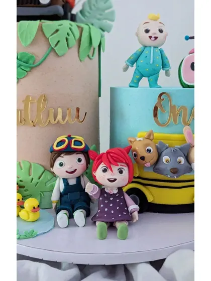 The Cocomelon crew, including JJ and his friends, handcrafted to capture their cheerful expressions.