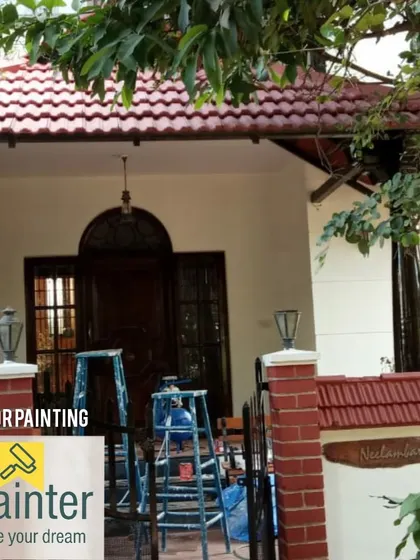 The same villa exterior project, showing the equipment on site. I ensure the property is respected and kept as tidy as possible during the work.