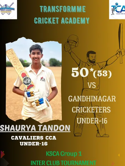 Shaurya Tandon's unbeaten fifty in the KSCA U-16 league.
