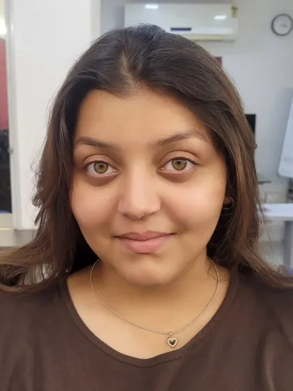Before: A fresh face, about to be transformed with a soft brown smokey eye.