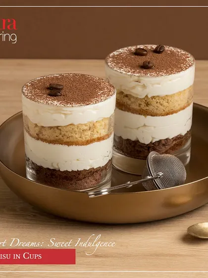 Dessert dreams in a cup. Our Tiramisu cups feature layers of coffee-soaked ladyfingers and creamy mascarpone, offering a classic Italian dessert in an elegant, individual portion.