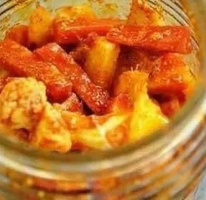 Enjoying the last of the season's Gobi Gajar Shalgam pickle. Since I only use fresh, seasonal produce, some of my pickles are available for a limited time only.