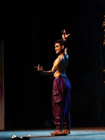 A series of poses from my performance at the Mūlam festival. These images show the flow of movement and the variety of postures within a single Kuchipudi piece.