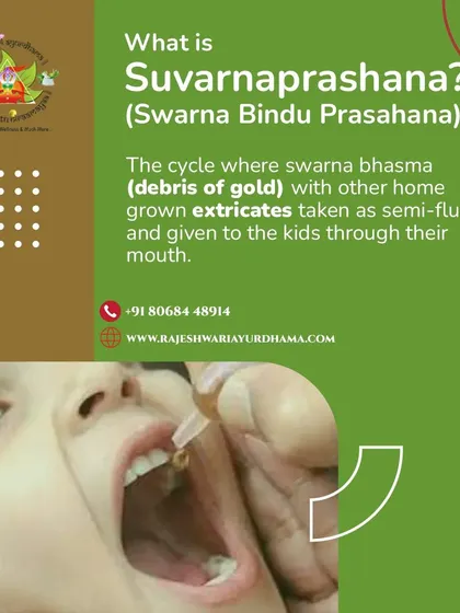 A closer view of the Suvarnaprashana treatment. These semi-liquid drops are prepared with home-grown extracts and are designed to be easily taken by children to support their long-term immunity and well-being.