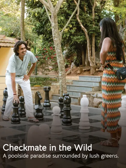 Make your next move in the great outdoors. Our giant chessboard is a favorite spot for families and friends to gather for a playful, strategic game surrounded by the sounds of nature.