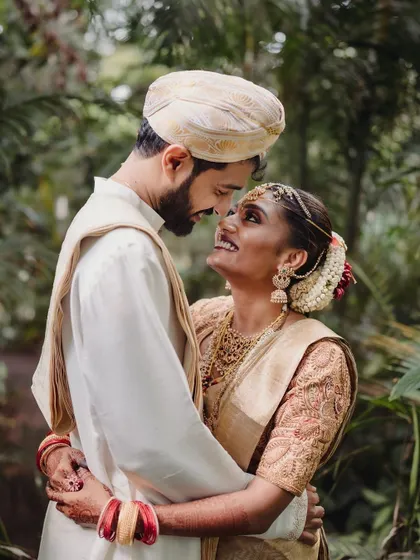 A duplicate of a beautiful couple portrait, showcasing the timeless elegance of their wedding attire and the natural beauty of the venue.