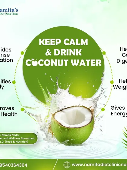 Keep calm and drink coconut water. It's a natural drink that provides intense hydration, helps in digestion, gives an instant energy boost, and can even support weight loss efforts.