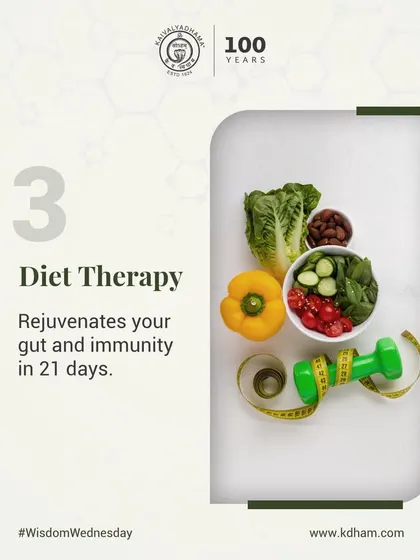 Our Diet Therapy program is designed to rejuvenate your gut and boost immunity in 21 days. We create personalized diet plans based on naturopathic principles to restore digestive health and overall vitality.