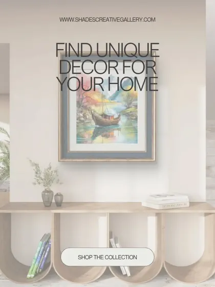 Our online collection includes a wide variety of unique decor for your home. This image showcases how a framed print can be the perfect finishing touch for an entryway console.