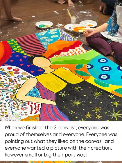A close-up of one of the finished canvases from the leap.club event. Everyone was so proud of the part they played in creating this beautiful piece.