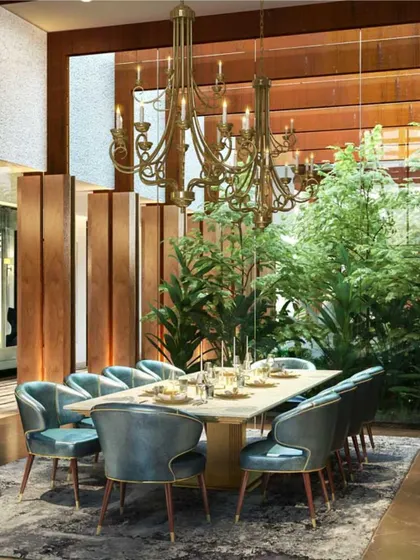 We believe in designing with nature. This dining space in our Courtyard Garden House in Ahmedabad is built around an internal green courtyard, bringing life and light into the heart of the home. This approach, known as biophilic design, is central to our practice and helps create environments that are nourishing and full of vitality.