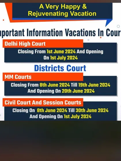 Important information regarding the summer vacation schedule for the Delhi High Court and various District Courts.
