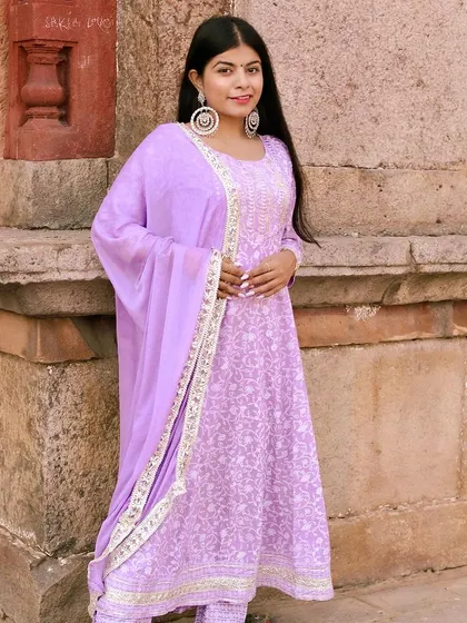 Part of a collaboration with Amazon Fashion, this image showcases an ethnic wear set in a real-world location, making it relatable for customers.