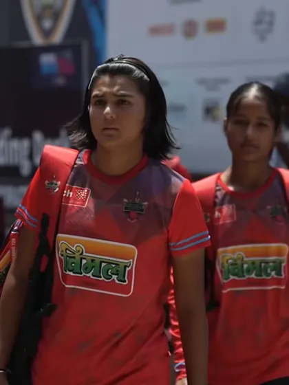 Another one of our champs, Tanisha, during a Delhi Premier League T20 match. Consistent exposure in high-stakes tournaments is key to player development.