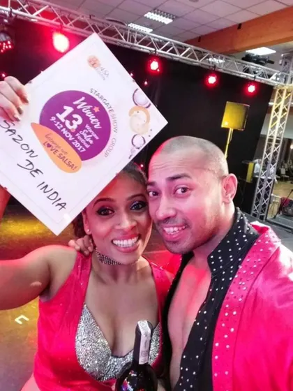 That winning feeling. A selfie with our trophy from the Sazon De India salsa festival. Moments like these are the result of countless hours of practice and dedication.
