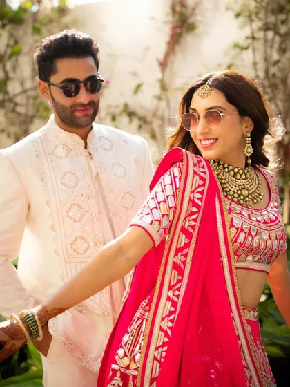 Fun and festive, this shot captures the vibe of a Mehendi celebration perfectly. The makeup was designed to be long-lasting and photo-friendly, even in bright daylight.