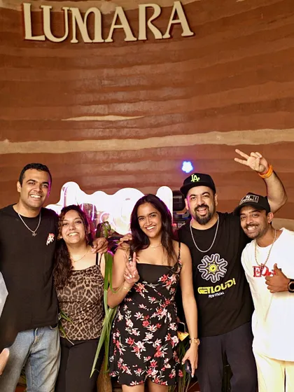 The crew that makes it all happen. Posing with friends and regulars at Lumara, the home of our JU:CY Wednesdays.