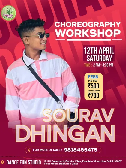 Announcing a choreography workshop with our talented instructor Sourav. A chance to learn an amazing routine in a power-packed session.