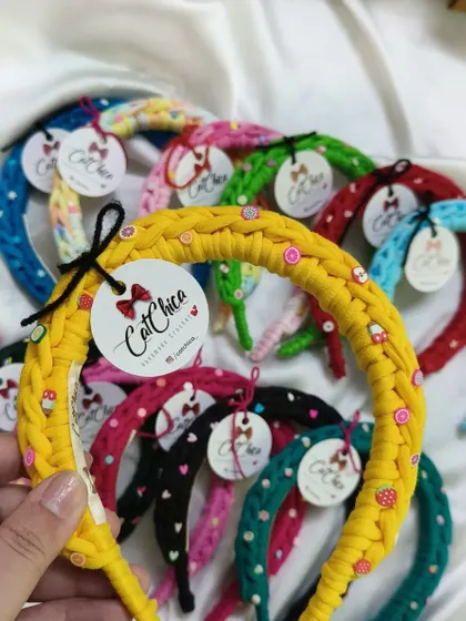 A collection of our handmade braided hairbands, perfect to be given as return favors for a birthday party.