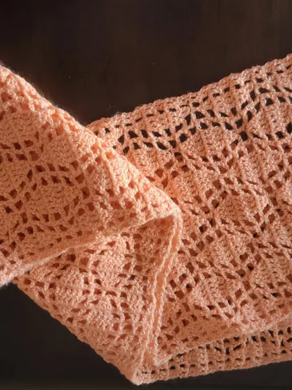 Another view of the Sharad Ritu scarf, highlighting the soft drape of the fabric. It's a simple yet beautiful piece that can be worn year-round.