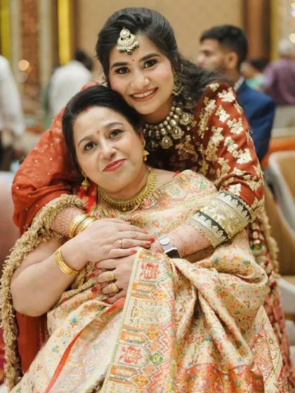 I love creating looks for the entire family. Here is a beautiful moment between a daughter and her mother, both styled by me for a wedding event, showcasing coordinated yet individual party makeup.