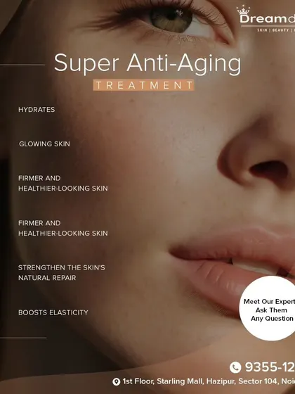 Our Super Anti-Aging Treatment is designed for total skin revitalization. It hydrates, firms, and boosts elasticity to give you glowing, healthier-looking skin while strengthening the skin's natural repair processes.