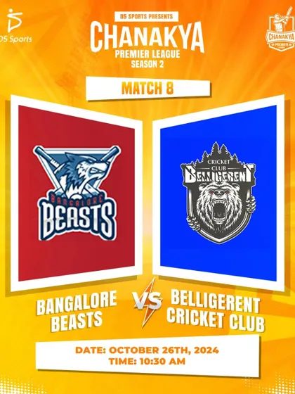 Announcing the clash between Bangalore Beasts and Belligerent Cricket Club.
