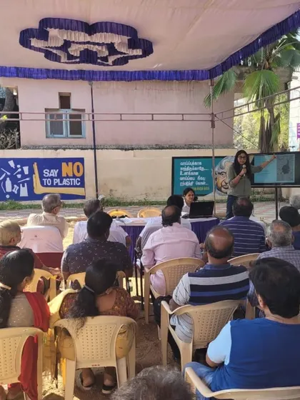 Nishita presenting to a community group. Her work often involves participatory planning and engaging directly with the people who use the spaces we design.
