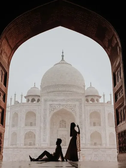 An iconic pre-wedding silhouette shot at the Taj Mahal. We love creating these truly epic and unforgettable images for our couples at one of the world's greatest symbols of love.