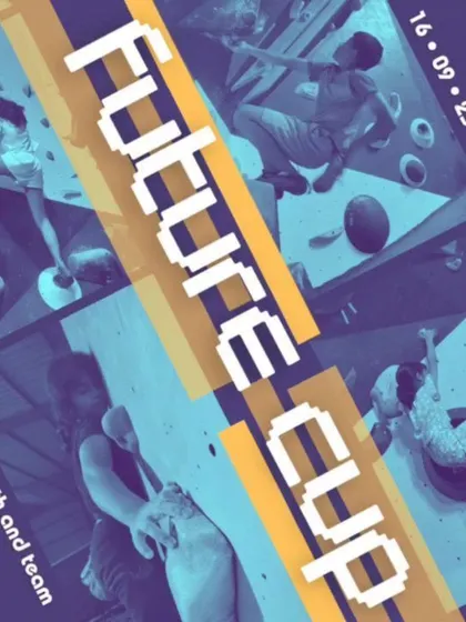 The Future Cup is all about showcasing up-and-coming talent. This poster, with its collage of young climbers in action, announces our youth and team competition, inviting the next generation to take the stage.