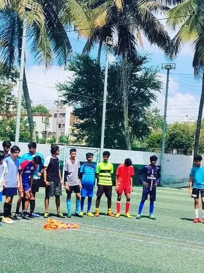 A moment from our player trials. I am addressing a group of aspiring footballers, explaining what I expect from them if they want to join my academy. Discipline starts from day one.