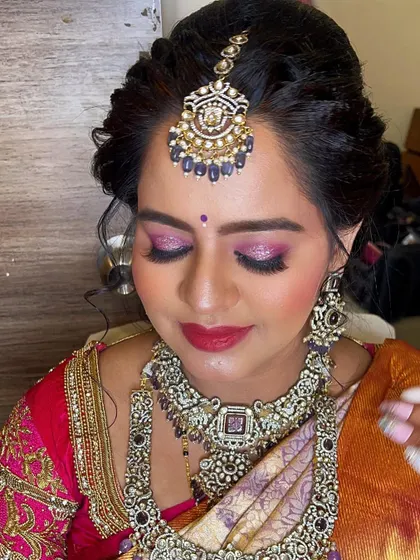 A collection of behind-the-scenes moments and final looks, showcasing the artistry and transformation process for various brides.