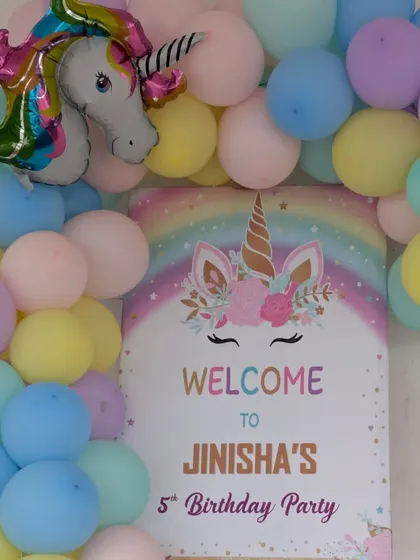 The matching welcome sign for the unicorn party, ensuring a cohesive and enchanting theme from start to finish.