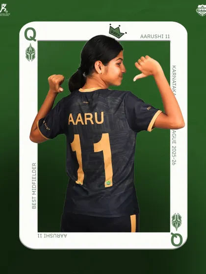 Controlling the game from the center of the park. Aarushi Santhosh was named the Best Midfielder of the KWL 25-26, showcasing her exceptional composure and vision.
