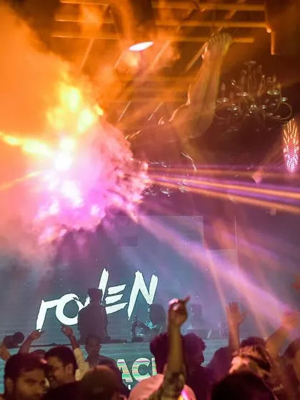 A duplicate shot of the pyro show at Mikachi Club.