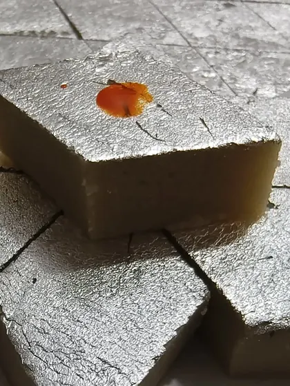 My Badam Barfi, ready for a corporate gift order. Made from rich almonds, this sweet is a healthy and delicious alternative to traditional mithai.