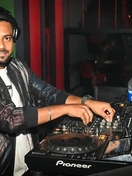 At the console at Sherlock's Lounge, Coimbatore. I travel for gigs, bringing my signature Bollywood and Punjabi sound to different cities.